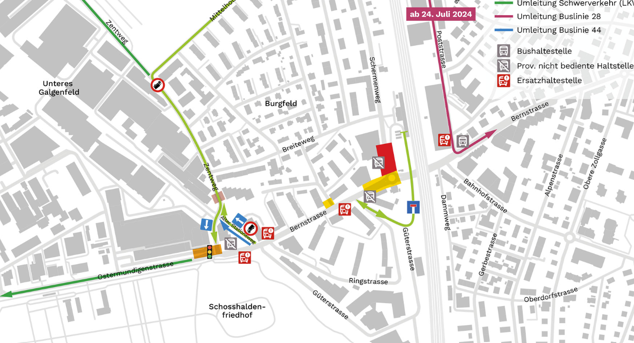 umleitung Baustelle Schermenweg Bernstasse